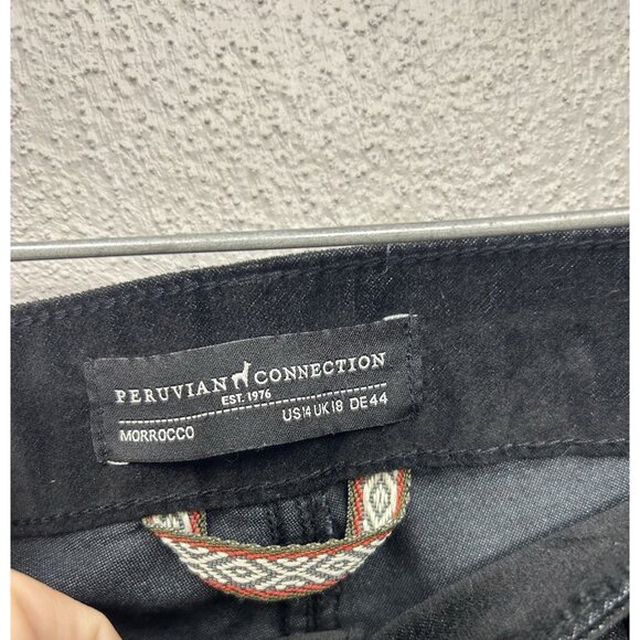 Peruvian Connection Velveteen Jeans Size 14 Black Pants Stretch Slim Fit 36 X 30 - Picture 4 of 8